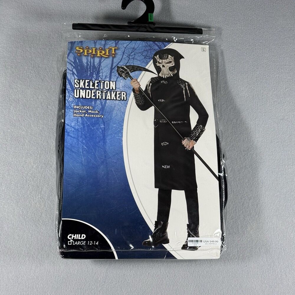 Skeleton Undertaker Child Large L 12-14 Spirit Halloween Costume Cosplay New